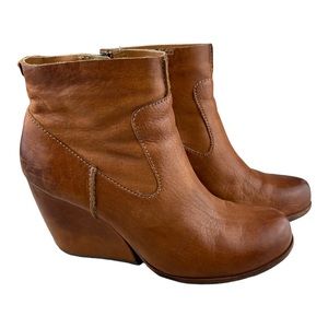 Kork-Ease Natalya Brown Leather Wedge Boots Size US 9